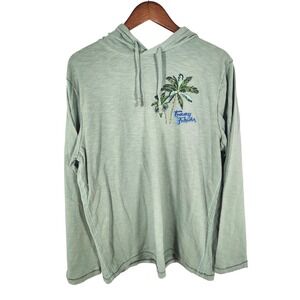 Tommy Bahama Mint Green 100% Cotton Tropical Embroidered Pullover Hoodie Shirt M